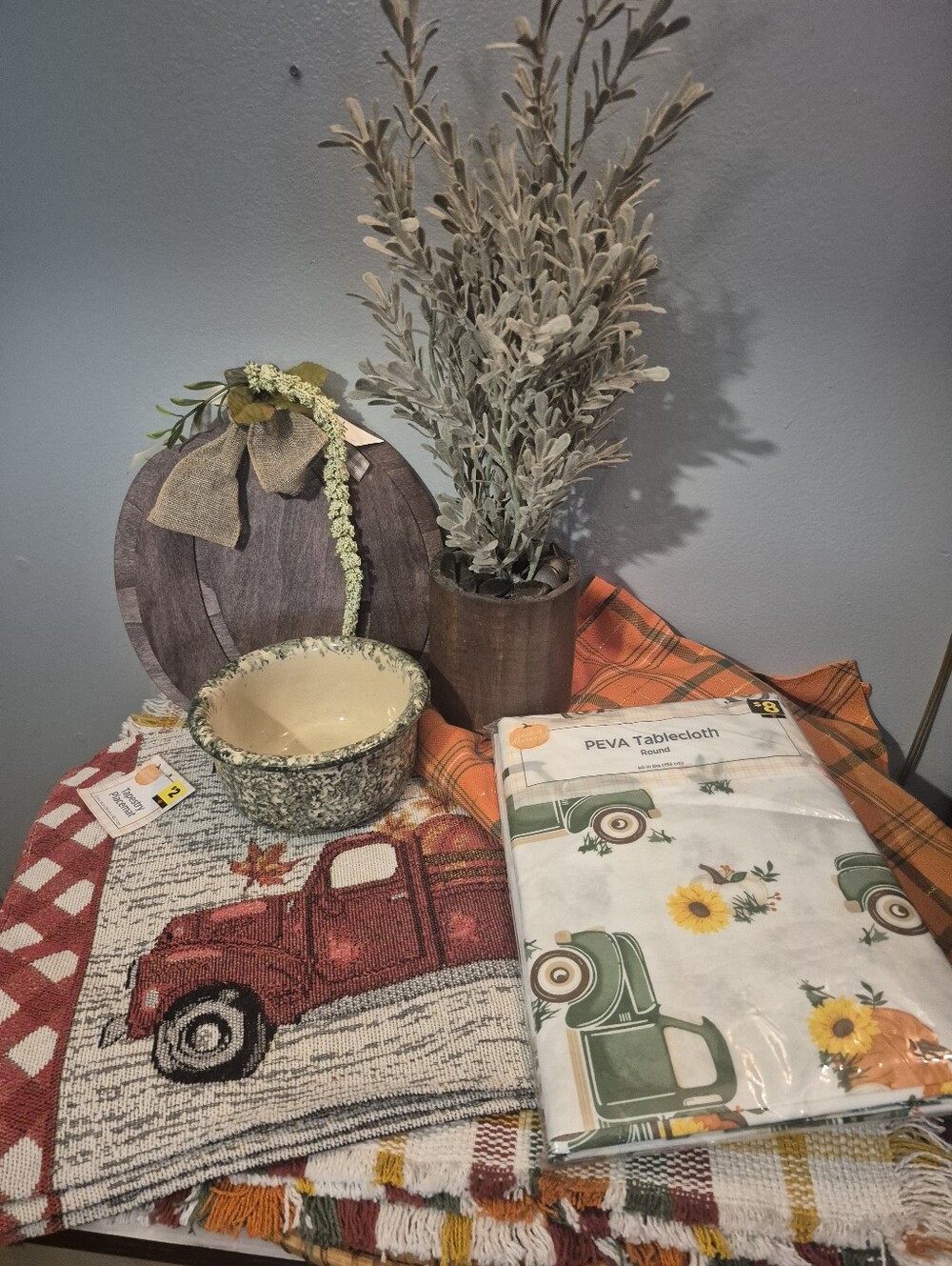Rustic Red Truck Fall Tapestry Accent